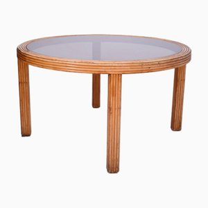 Round Rattan Dining Table, 1970s