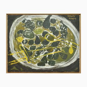 Fruit Plate, 1970s, Oil on Canvas, Framed