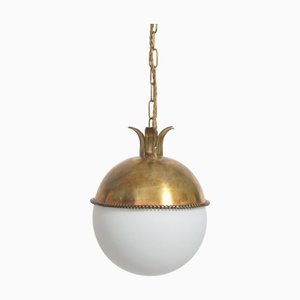 Granada Brass and Opaline Pendant Lamp by Barracuda Interiors