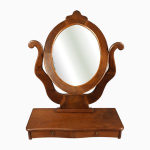 Specchio antico da tavolo in legno con cassetti, anni '30