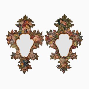 Espejos del siglo XIX pintados a mano. Juego de 2