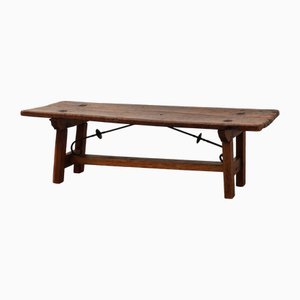 Tavolino da caffè brutalista in legno e ferro battuto, Spagna, XVII secolo