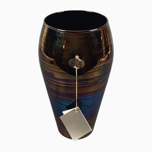 Iridescent Glass Vase with Engraved Seagulls from La Perla Crystalworks, 1970s