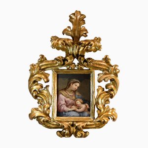 Cercle de Sebastiano Conca, Vierge à l'Enfant, Huile sur Cuivre, 1740, Encadré