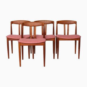 Sedie da pranzo Mid-Century moderne in teak con rivestimento rosa di Bramin, Danimarca, anni '60, set di 4