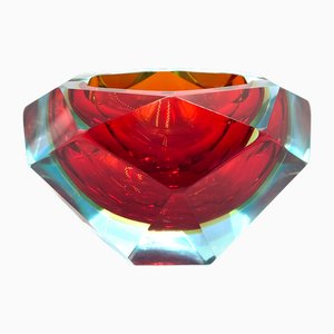 Murano Glass Sommerso Diamond-Shaped Ashtray, 1960s