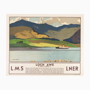 LMS LNER Loch Awe Travel Poster attributed to Norman Wilkinson, 1930s