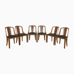 Art Deco Gondola Dining Chairs from Rene Melin, France, 1930s, Set of 6