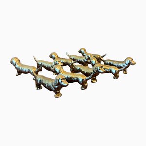 Vintage French Art Deco Silvered Metal Dachshund Knife Rests, 1930, Set of 10