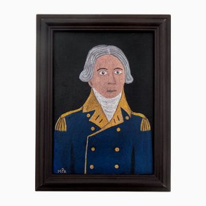 Matt Rix, Naive Style Admiral Portrait of Naval Officer, 2000s, Oil Painting, Framed