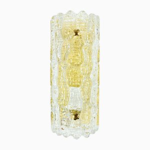 Lampada da parete Mid-Century in vetro e ottone attribuita a Carl Fagerlund per Orrefors, Svezia, anni '60