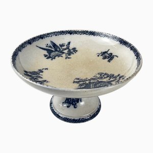 Piatto da composta in terracotta con uccellino blu di Pexonne, fine XIX secolo