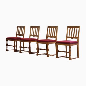 Vintage Danish Farmhouse Chairs in Oak, 1940s, Set of 4