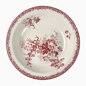 Large Fontange Hollow Dish in Earthernware from Sarreguemines, 19th-20th Century