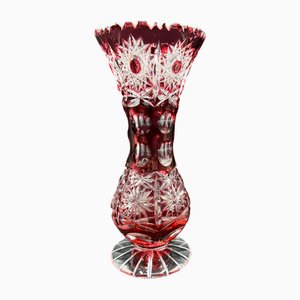 Art Deco Bohemian Crystal Vase, 1950s