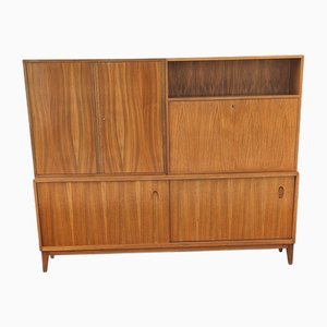 Enfilade 3 Pièces Mid-Century avec Portes Coulissantes en Noyer avec Plateau Verrouillable et Bureau Intégré de WK Möbel, Allemagne, 1960s, Set de 3