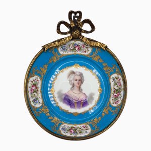 Sevres Style Portrait Plate with Turquoise Ground, 1870s