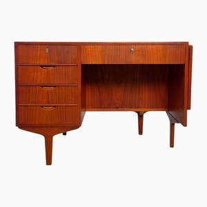 Danish Teak Desk with Fold-out Top and Bookshelves, 1960s