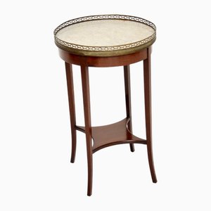 Mesa auxiliar francesa antigua con tablero de mármol, década de 1890