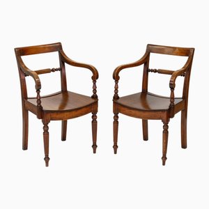 Mid 19th Century English Country Elm Kitchen Armchairs, Set of 2