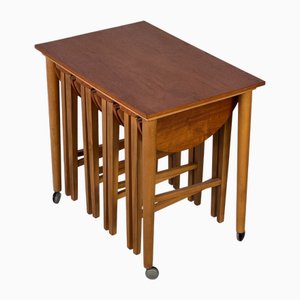Teak Nesting Tables attributed to Poul Hundevad, 1960s, Set of 5
