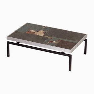 Brutalist Coffee Table with Aluminum Edge by Paul Kingma, 1960s