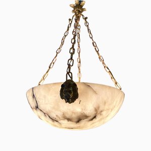 Large Bronze and Marble Pendant, France, 1920s