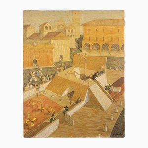 Alberto Gallerati, The Train, Oil Painting, 1970s