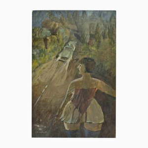 Alberto Gallerati, A Woman in the Dark, Oil Painting, 1970s