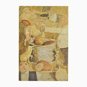 Alberto Gallerati, Thinking About Thil Ulenspiegel, Oil Painting, 1970s