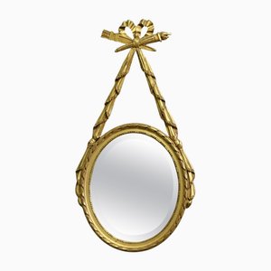 Louis XVI Style Oval Gilt Ribbon and Bow Mirror, 1900s