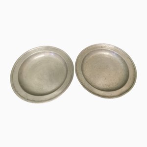 Piatti grandi antichi in peltro di Thomas Alderson, Regno Unito, set di 2