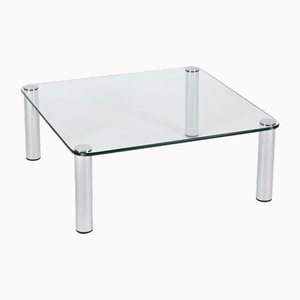 Mesa de centro Marcuso cuadrada de cromo atribuida a Marco Zanuso para Zanotta, Italia, años 70