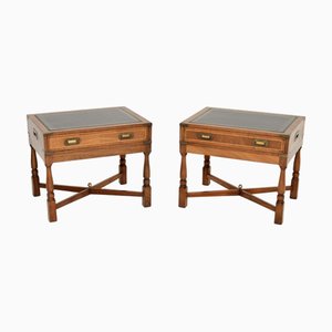 Antique Military Campaign Style Side Tables, 1950, Set of 2