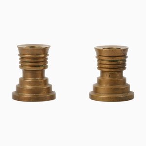 Art Deco Candleholders in Bronze, 1930s, Set of 2