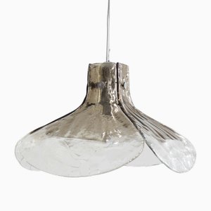Large Mid-Century Modern Ice Glass Hanging Lamp from Kalmar Franken KG, 1960s