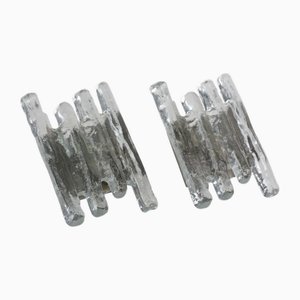 Mid-Century Ice Glass Wall Lights by J. T. Kalmar for Kalmar Franken KG, 1960s, Set of 2