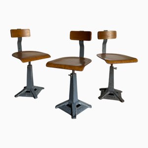 Industrial Factory Machinist Sewing Chairs from Simanco, 1940s, Set of 3