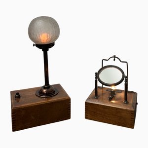 Vintage Industrial Optician's Magnifying Desk Lamps by Aubrey Franks of Manchester, Set of 2