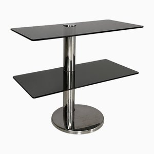Italian Modern Smoked Glass and Steel Console, 1980s