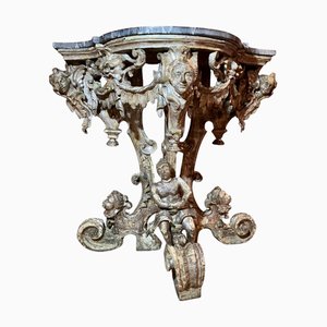 Italienische Skulpturale Silberne Mekka Vergoldete Konsolentische, 2er Set