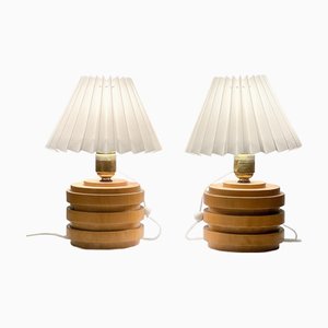 Mid-Century Modern Swedish Birch Table Lamps, 1940s, Set of 2