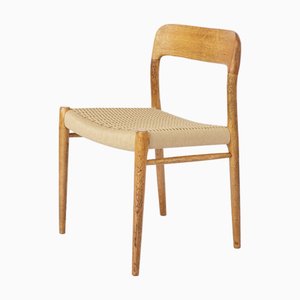 Mid-Century Modern Model 75 Dining Chair in Oak with Paper Cord Seat by Niels Otto (N. O.) Møller for J. L. Møllers, Denmark, 1960s