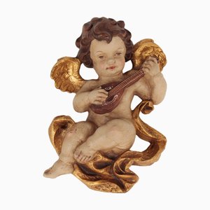 Baroque Gold-Plated Wooden Putto, 1950s