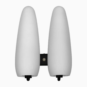 Vintage Opaline Glass Wall Lamps by Louis Kalff for Philips, 1950s, Set of 2