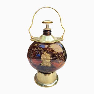 Vintage Brass-Plated Glass Carafe, 1960s