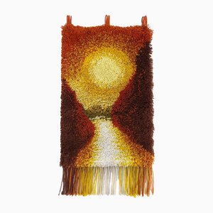 Tappeto fatto a mano in lana con arazzo con tramonto, Germania, anni '70