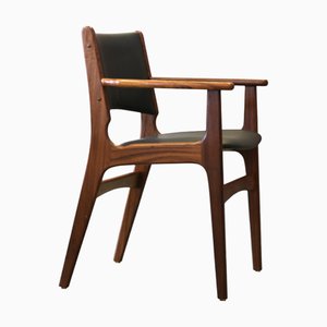 Model 89 Armchair in Teak and Leather by Erik Buch, 1960s