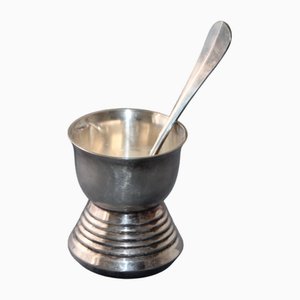 Silver-Plated Egg Cup and Spoon from St. Medard, France, 1970s, Set of 2