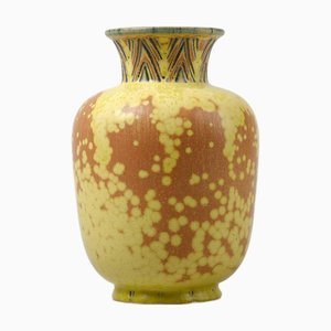 Skandinavische Moderne Gelbe Kristallglasierte Vase von Gunnar Nylund für Rörstrand, 1940er